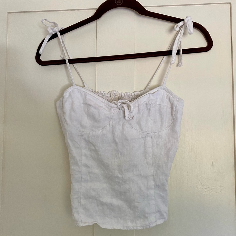 Reformation White Linen Tank